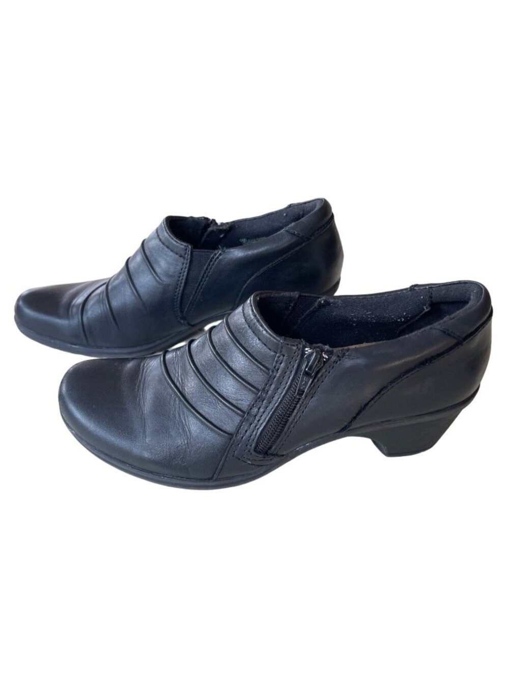 Richmond Black Leather Slip On Ankle Shoes Women's 9M Side Zip Low Heel